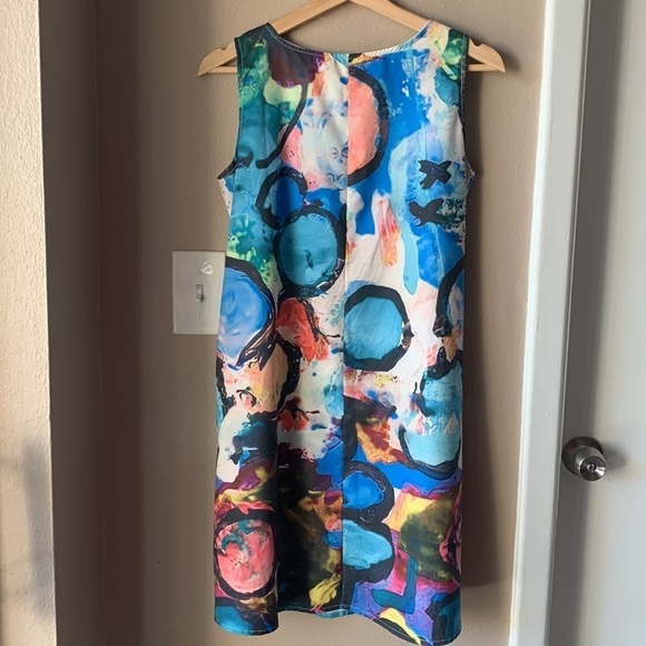Colorful Print Artsy Sleeveless Mini Dress - Picture 6 of 6